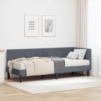 ARDEBO.de - Eckbettgestell mit Matratze Dunkelgrau 80 x 200 cm Samt