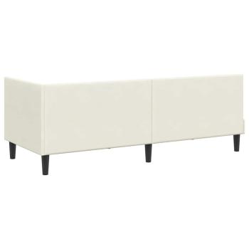 Eckbettgestell mit Matratze mit Kopfteil Creme 80 x 200 cm Samt