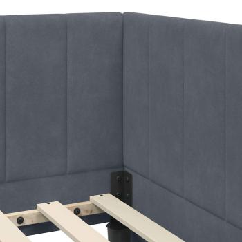 Eckbettgestell mit Matratze Dunkelgrau 90 x 190 cm Samt
