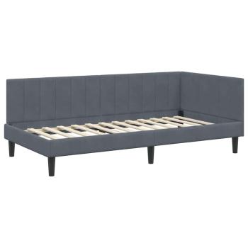 Eckbettgestell mit Matratze Dunkelgrau 90 x 190 cm Samt