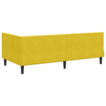 Eckbettgestell mit Matratze mit Kopfteil Gelb 90 x 190 cm Samt
