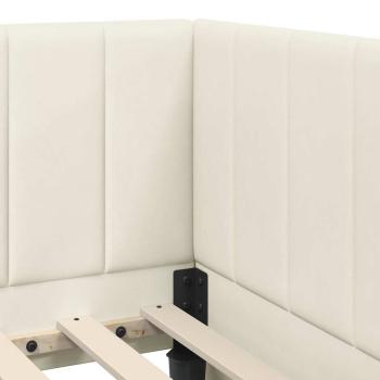 Eckbettgestell mit Matratze mit Kopfteil Creme 90 x 190 cm Samt