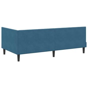 Eckbettgestell mit Matratze mit Kopfteil Blau 90 x 200 cm Samt