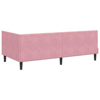 Eckbettgestell mit Matratze mit Kopfteil Rosa 90 x 200 cm Samt