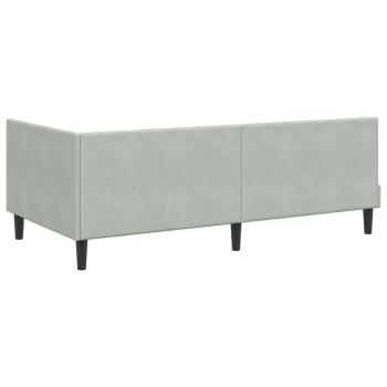Eckbettgestell mit Matratze Hellgrau 100 x 200 cm Samt