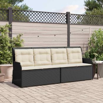 ARDEBO.de - Gartenbank mit Kissen Schwarz Poly Rattan