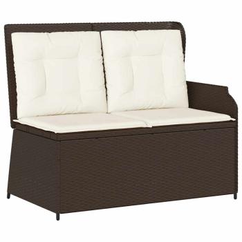 Gartenbank mit Kissen Braun Poly Rattan
