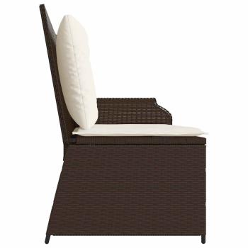 Gartenbank mit Kissen Braun Poly Rattan