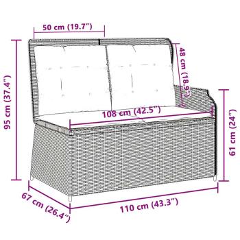 Gartenbank mit Kissen Braun Poly Rattan