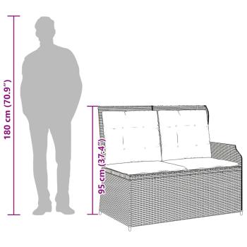 Gartenbank mit Kissen Braun Poly Rattan