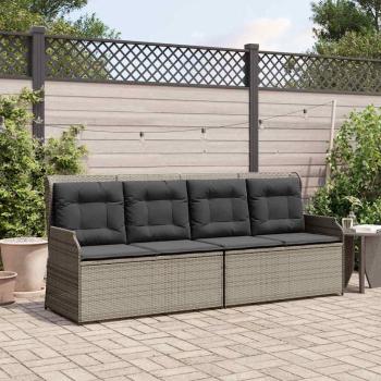 ARDEBO.de - Gartenbank mit Kissen Grau Poly Rattan