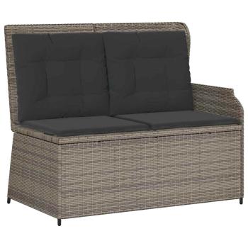 Gartenbank mit Kissen Grau Poly Rattan