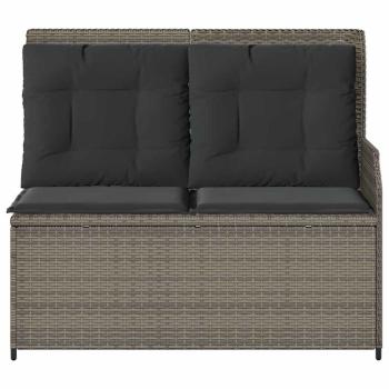 Gartenbank mit Kissen Grau Poly Rattan
