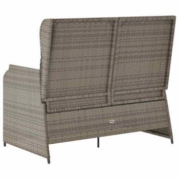 Gartenbank mit Kissen Grau Poly Rattan