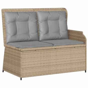 Gartenbank mit Kissen Beige Poly Rattan