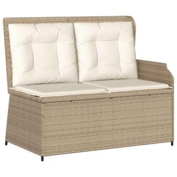 Gartenbank mit Kissen Beige Poly Rattan