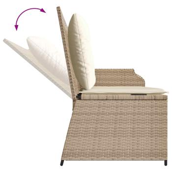 Gartenbank mit Kissen Beige Poly Rattan