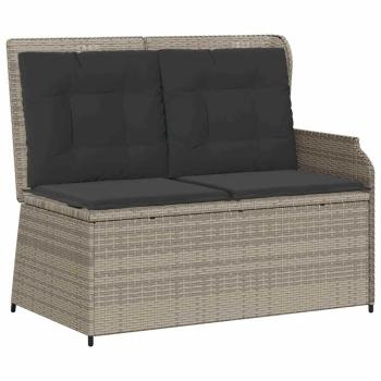 Gartenbank mit Kissen Hellgrau Poly Rattan