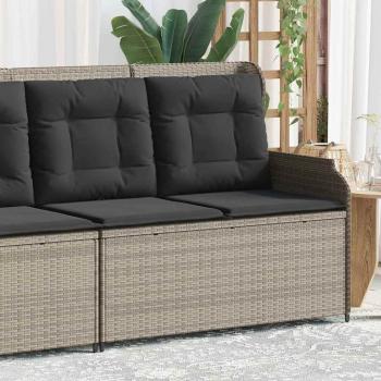 Gartenbank mit Kissen Hellgrau Poly Rattan