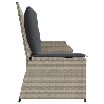 Gartenbank mit Kissen Hellgrau Poly Rattan