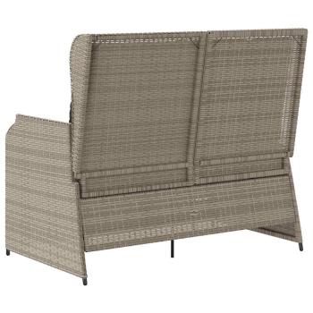 Gartenbank mit Kissen Hellgrau Poly Rattan