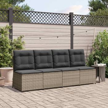ARDEBO.de - Gartensofa mit Kissen Grau Poly Rattan