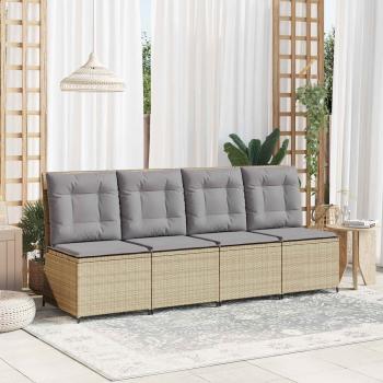 ARDEBO.de - Gartensofa mit Kissen Beige Poly Rattan