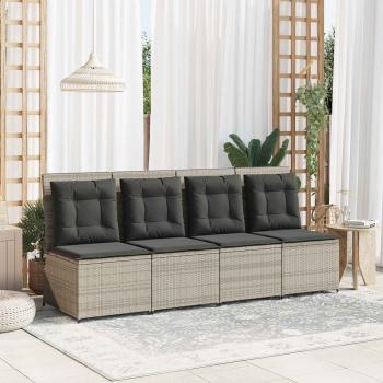 ARDEBO.de - Gartensofa mit Kissen Hellgrau Poly Rattan