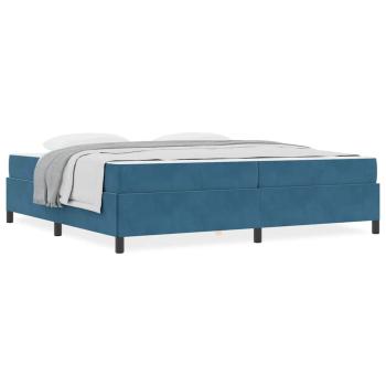 Bettgestell mit Matratze Dunkelblau und Weiß 200 x 200 cm Samt