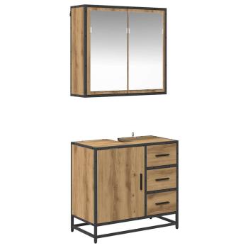 Badezimmermöbel Set 2 pcs Eiche handwerklich 65 x 33 x 60 cm