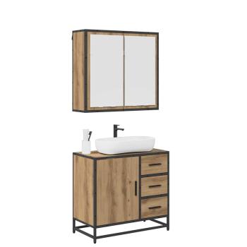 Badezimmermöbel Set 2 pcs Eiche handwerklich 65 x 33 x 60 cm
