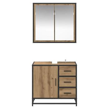 Badezimmermöbel Set 2 pcs Eiche handwerklich 65 x 33 x 60 cm