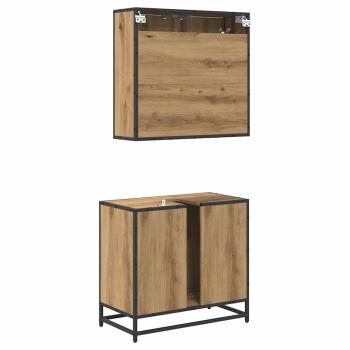 Badezimmermöbel Set 2 pcs Eiche handwerklich 65 x 33 x 60 cm
