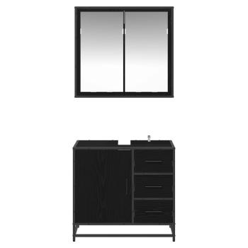 Badezimmermöbel Set 2 pcs Schwarze Eiche 65 x 33 x 60 cm