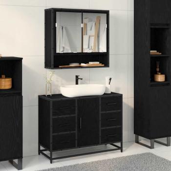 ARDEBO.de - Badezimmermöbel Set 2 pcs Schwarze Eiche 80 x 33 x 60 cm
