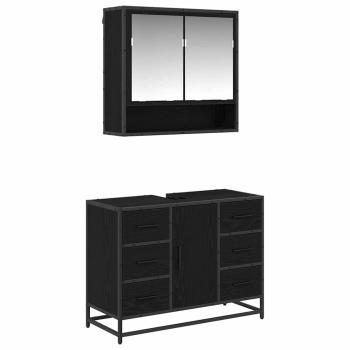 Badezimmermöbel Set 2 pcs Schwarze Eiche 80 x 33 x 60 cm