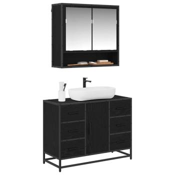 Badezimmermöbel Set 2 pcs Schwarze Eiche 80 x 33 x 60 cm