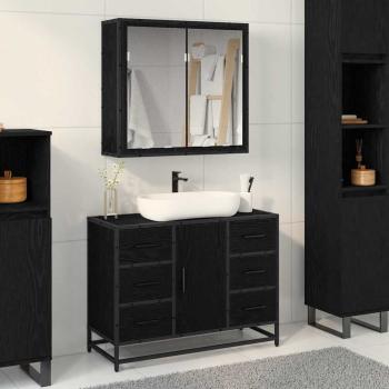ARDEBO.de - Badezimmermöbel Set 2 pcs Schwarze Eiche 80 x 33 x 60 cm