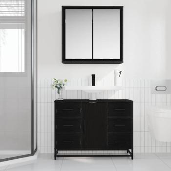 Badezimmermöbel Set 2 pcs Schwarze Eiche 80 x 33 x 60 cm