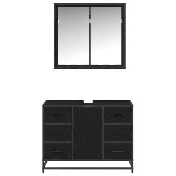Badezimmermöbel Set 2 pcs Schwarze Eiche 80 x 33 x 60 cm
