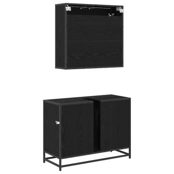 Badezimmermöbel Set 2 pcs Schwarze Eiche 80 x 33 x 60 cm