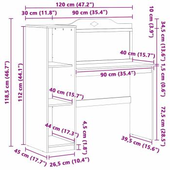 Kreidetafel Schreibtisch Weiß 120 x 45 x 118.5 cm Holzwerkstoff