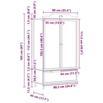 Kreidetafel Kleiderschrank mit Schubladen Weiß Holzwerkstoff