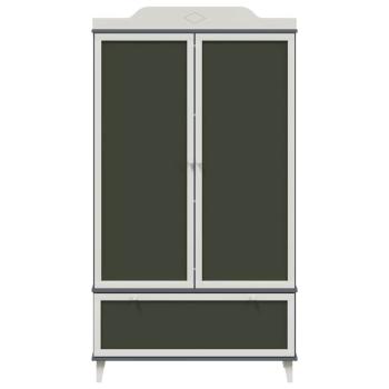 Kreidetafel Kleiderschrank mit Tür Grau und Weiß Holzwerkstoff