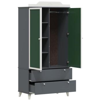 Kreidetafel Kleiderschrank mit Tür Grau und Weiß Holzwerkstoff