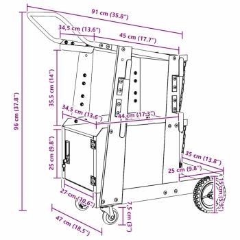 Schweißwagen Schwarz 90 x 46 x 96 cm Stahl
