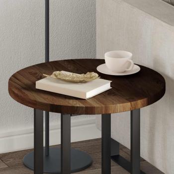 ARDEBO.de - Tischplatte Dunkelbraun Ø 50 x 2.5 cm Massives Eichenholz