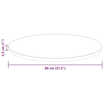 Tischplatte Dunkelbraun Ø 80 x 2.5 cm Massives Eichenholz