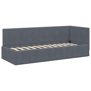 Eckbettgestell mit Kopfteil Dunkelgrau 80 x 200 cm Samt