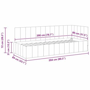 Eckbettgestell mit Kopfteil Dunkelgrau 80 x 200 cm Samt